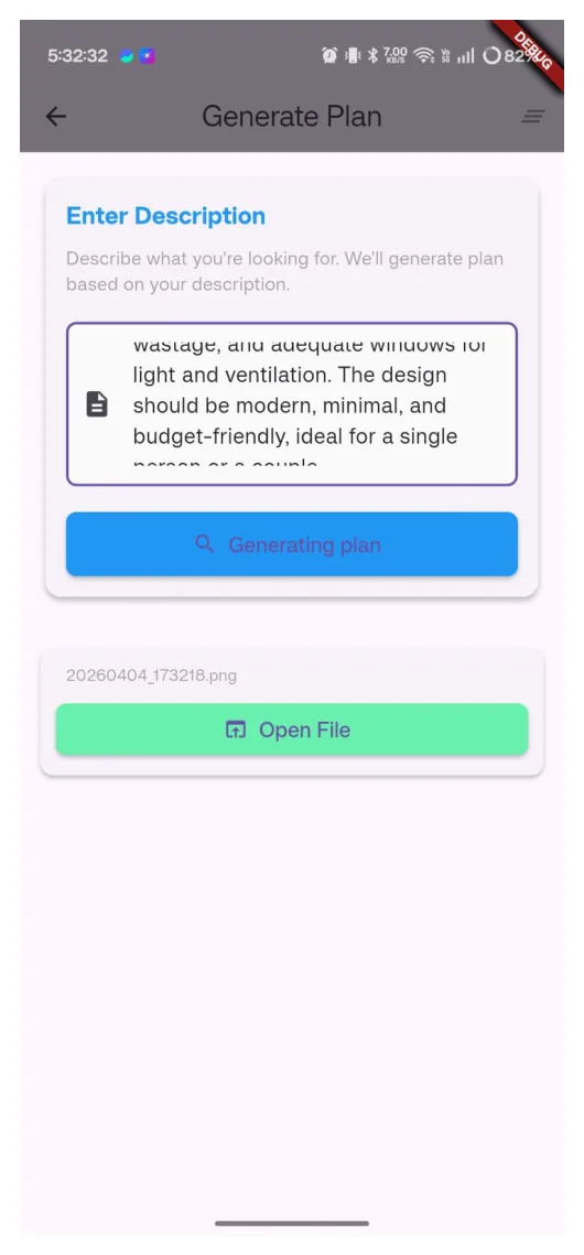 AI floor-plan generation screen
