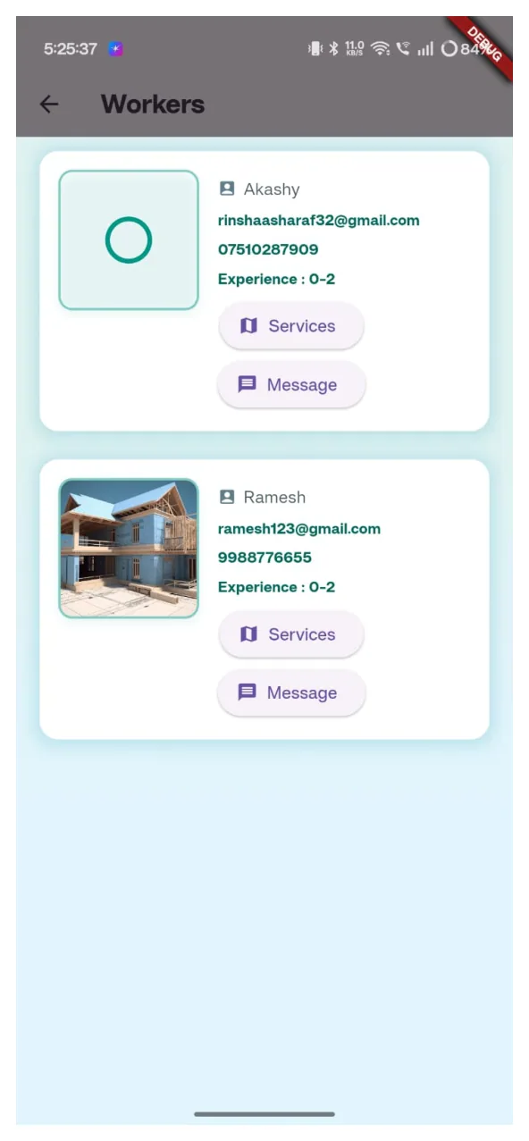 Worker directory screen