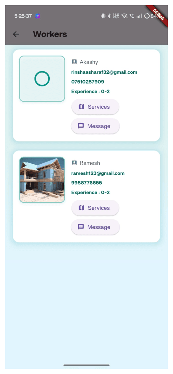 Worker directory screen