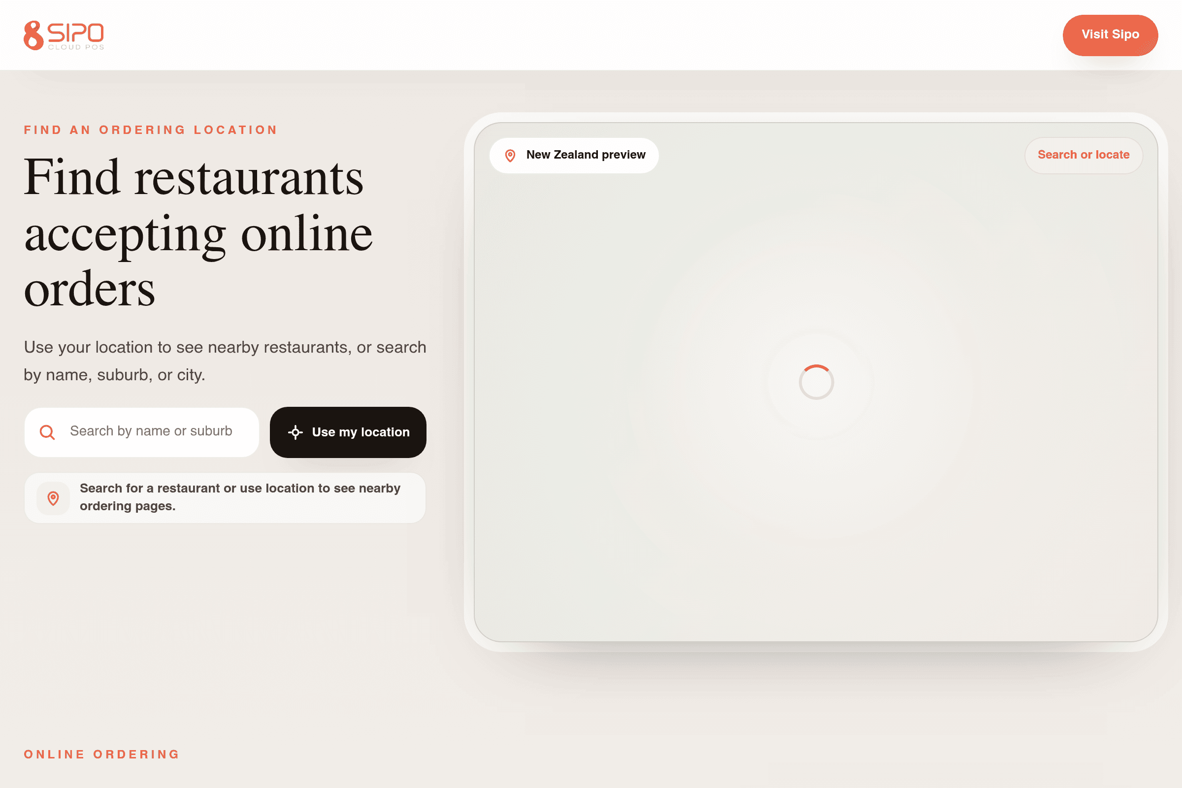 Sipo Online Ordering preview